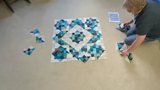 Split 9-patch quilt block using 2 1/2" squares