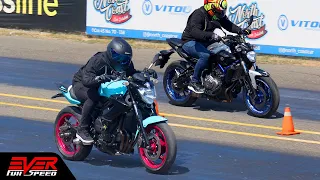 Yamaha MT-07  🆚 Yamaha XJ6 🆚 BMW S1000RR 🔥 DRAG RACES 🔥 12 seg Motos. 1ª piques Barranquilla 2022