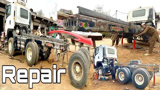 Rebuilding of 10 wheeler tipper to 22 wheeler trailer with basic tools | Cargo Truck Remaking