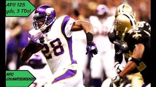 Adrian Peterson Full Game Highlights 1.24.2010--125 yards, 3 TD's!--AP Faces Future Team!!