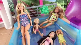 Barbie Sisters Dreamhouse Adventures Morning Routine Pool Party, Maison de Rêve Barbie à la piscine