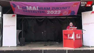 1. Mai 2022 in Frechen: Mairede von Dagmar König (ver.di Bundesvorstand)