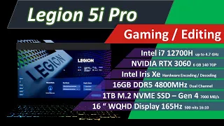 Lenovo Legion 5i Pro i7 12700H RTX 3060 Gaming & Editing Laptop Unboxing & detailed specifications