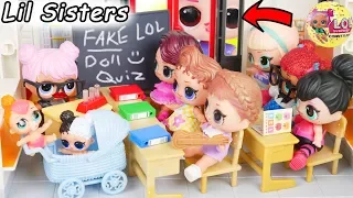 LOL Surprise Dolls + Lil Sisters in Fake Toy School and Playmobil Ambulance