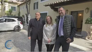 Centrodestra: vertice a pranzo tra Berlusconi, Salvini e Meloni. - Porta a porta 20/10/2021