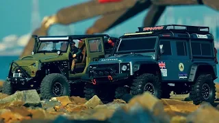 Traxxas TRX4 defender & Axial SCX10II jeep JK Rubicon Coastal driving_#