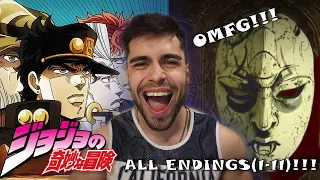 First Time REACTING to ALL JOJO's BIZARRE ADVENTURE ENDINGS (1-11) |  BLIND REACTION/REVIEW CRAZYYYY