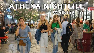 Athens Nightlife, Greece Walking Tour 4K – With Captions