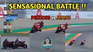 Epic Battle 3 Laps To Go || Marc Marquez vs Francesco Bagnaia Aragon GP