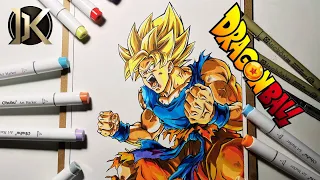 Drawing Goku Super Saiyan from Dragon Ball | DKArtsTV