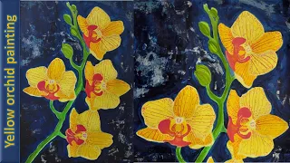 Orchid flower painting | Yellow orchid flower | Phalaenopsis orchid flower | Acrylic painting