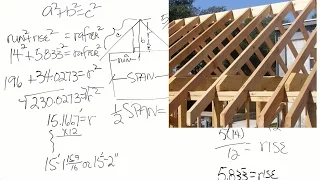 How to calculate the length of roof rafters (captioned)