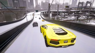 GTA 4 WINTER CRASH TEST OF REAL CARS  WINTER MOOD (WINTER CRASH TEST #98)