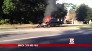 Trucks Collide, One Catches Fire