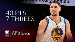 Klay Thompson 40 pts 7 threes vs Sixers 15/16 season