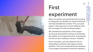 Creation of an experimental model of an ion engine