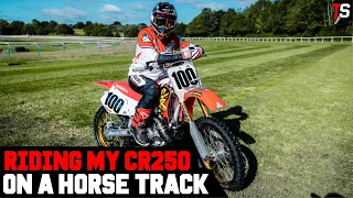 RACING MOTOCROSS BIKES AT 90MPH ROUND A HORSE TRACK