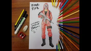 رسم شخصية فري فاير الجوكر | drawing free fire character"top criminal"