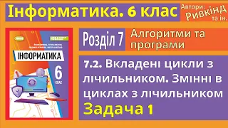 7.2. Вкладені цикли з лічильником. Змінні в циклах з лічильником. Задача 1 | 6 клас | Ривкінд