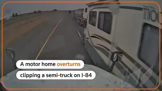 Dashcam video shows motor home crash on I-84