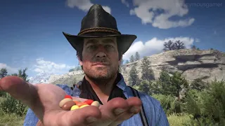 Arthur Morgan offers you some jelly beans