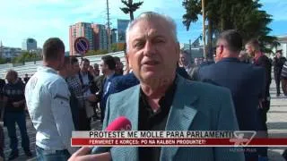 Protestë me mollë para Parlamentit - News, Lajme - Vizion Plus