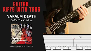 Napalm Death - Suffer The Children - Guitar riffs with tabs / cover / lesson