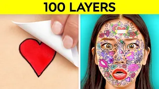 100 LAGEN-CHALLENGE! 100+ Lagen von Make-up, Haarspray, Klebeband, Tattoos von 123 GO! CHALLENGE