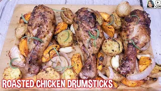 ROASTED CHICKEN DRUMSTICKS | One Pan Roast Chicken And Vegetables | Oven Baked Chicken Legs Recipe