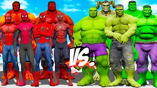 TEAM SPIDER-MAN & RED HULK VS TEAM GREEN HULK - EPIC SUPERHEROES WAR