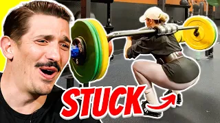 Schulz REACTS To Gym Girl STUCK During Squats