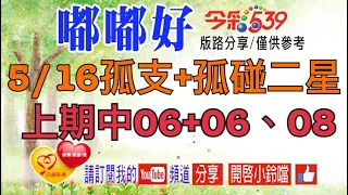 5/16今彩-孤支+孤碰二星，上期中06+06、08