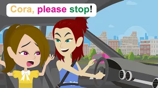 Ella scares of driving fast - English Funny Animated Story - Ella English