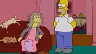 The Simpsons Crazy cat lady throws cat over house!