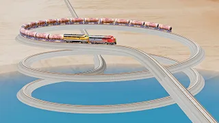 Impossible Verticle Spiral Track vs Speeding Train - Beamng Drive