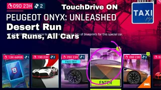 Asphalt 9 - Peugeot Onyx Unleashed - All Cars - 1st Runs, Beat Times - Desert Run - TD Route