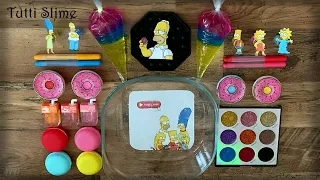 Mixing "The Simpsons" Makeup, Glitter and more into Slime! Satisfying Slime Video!