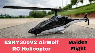 ESKY 300V2 RC Airwolf Helicopter Maiden Flight in winds