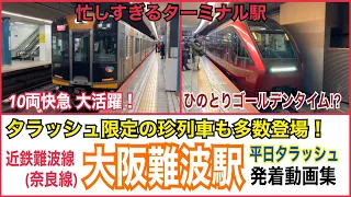 長編成の快急、特急が大活躍！近鉄難波線 大阪難波駅 平日夕ラッシュ発着動画集