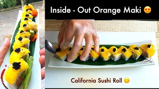 Inside Out Orange Maki California Sushi Roll II Easy Sushi Recipe by Sushi Man Santosh