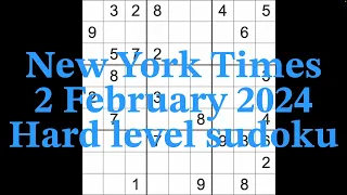 Sudoku solution – New York Times 2 February 2024 Hard level