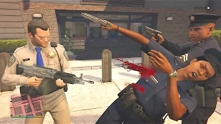 GTA 5 - Officer Michael Police Station Facility Shootout & Epic Cop Chase Escape | Sly Gunslinger