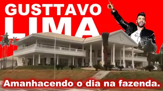 Gusttavo Lima Amanhecendo o Dia Cantando com amigos na Fazenda milionária.