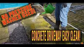 How to clean a concrete drive with no power washer - soft-washing - Sodium Hypochlorite - Hypo