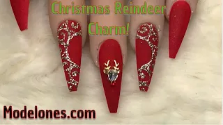 Easy Reindeer Charm Nails | Modelones.com | Nail Sugar