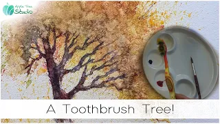 Paint a Watercolour Tree using a Toothbrush and Three Colours