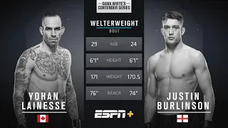 FREE FIGHT | Yohan Lainesse Makes Quick Work of Justin Burlinson With Big Left Hook | DWCS Season 5