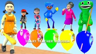 Scary Teacher 3D vs Squid Game Challenge Balloon Football To High Jump  5 Times Challenge Game Wala