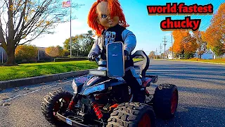 WORLD FASTEST CHUCKY DOLL SPEED RUN WITH OUTCAST 8S 50 MPH