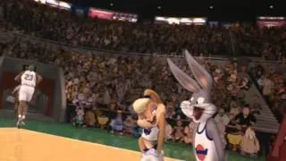 Lola Bunny getting kissed by Bugs Bunny In Space Jam